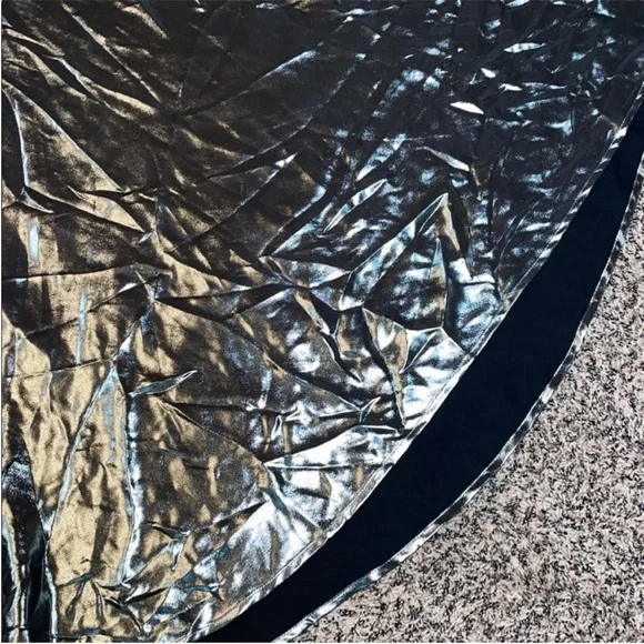 🆕Wild Fable Metallic Shimmer Liquid Party Silver Maxi Pull On Stretch Skirt NWT - Picture 4 of 6